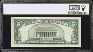 image for: Fr. 2307*. 1934A $5 North Africa Emergency Star Note. PCGS Banknote Choice Uncirculated 64 PPQ.