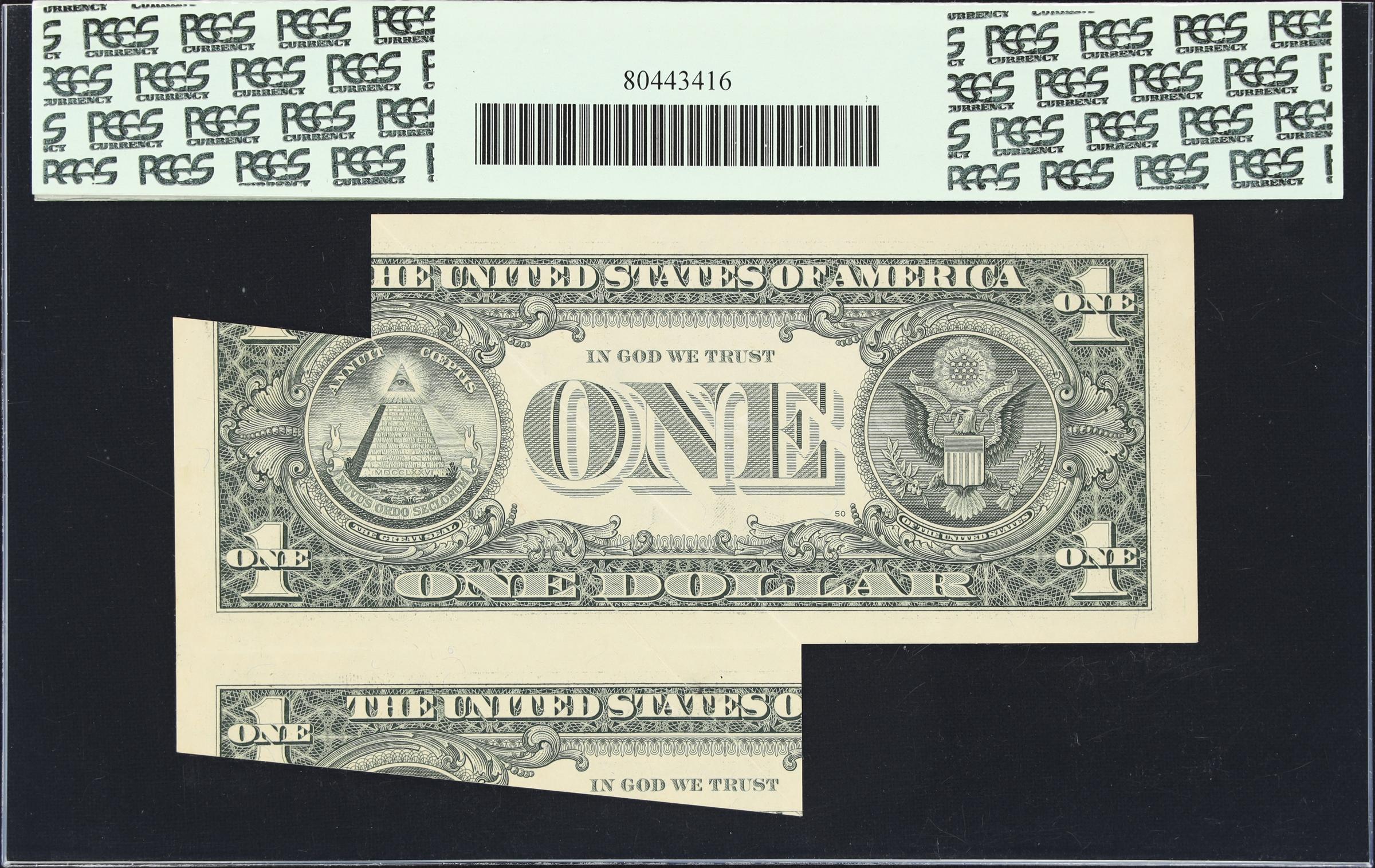image for: Fr. 1915-F. 1988A $1 Federal Reserve Note. Atlanta. PCGS Currency Choice About New 55. Gutter Fold on Face; Misaligned Overprint; Cutting Error.