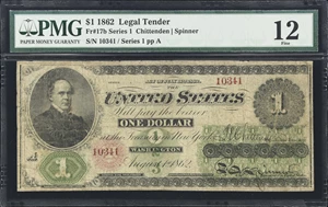 image for: Fr. 17d. 1862 $1 Legal Tender Note. PMG Fine 12.