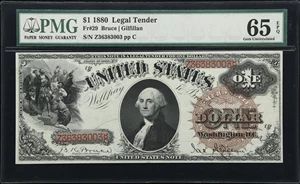 image for: Fr. 29. 1880 $1 Legal Tender Note. PMG Gem Uncirculated 65 EPQ.