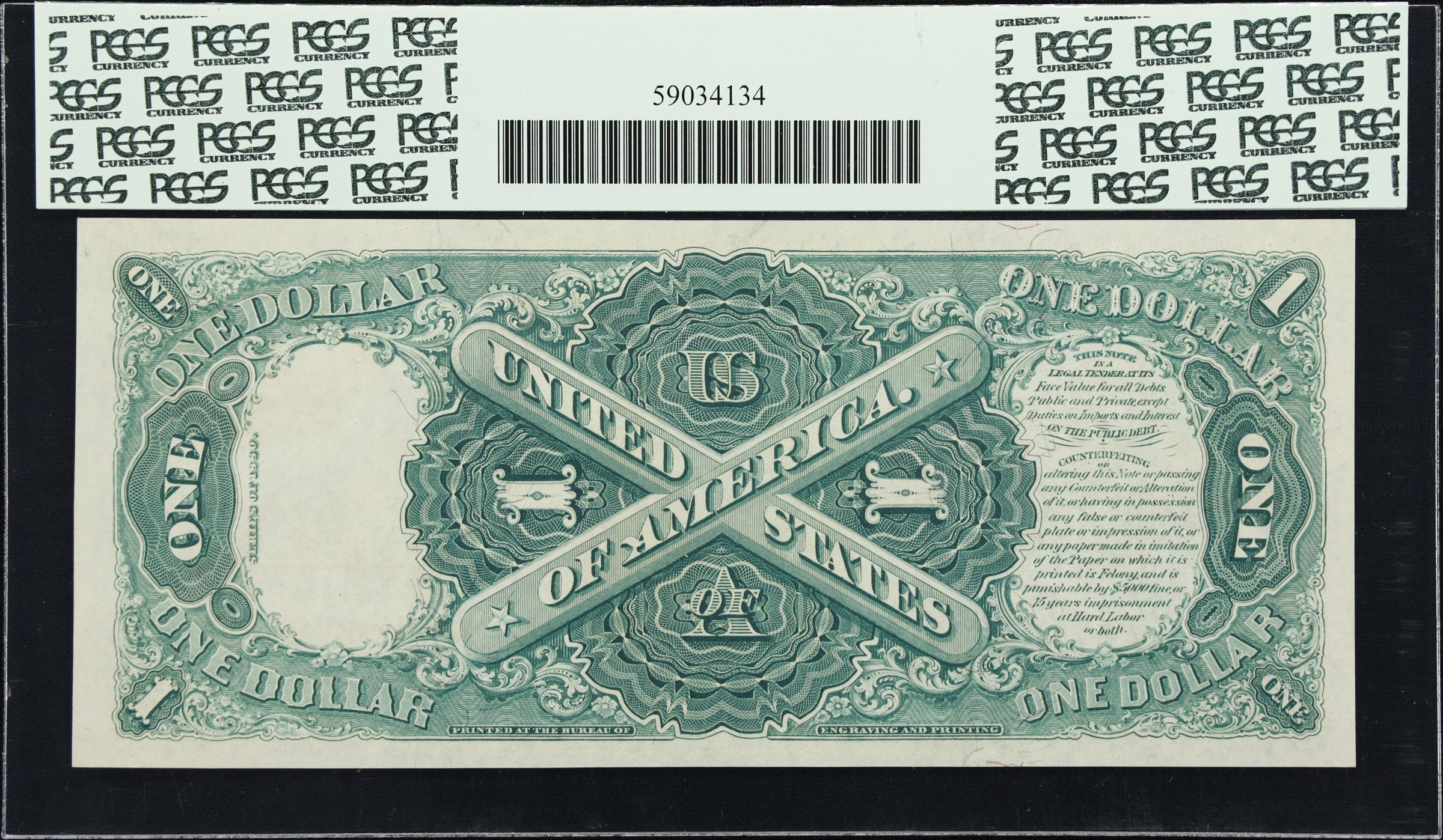 image for: Fr. 35. 1880 $1 Legal Tender Note. PCGS Banknote Superb Gem New 67 PPQ.