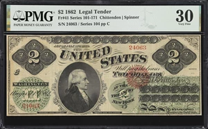 image for: Fr. 41. 1862 $2 Legal Tender Note. PMG Very Fine 30.