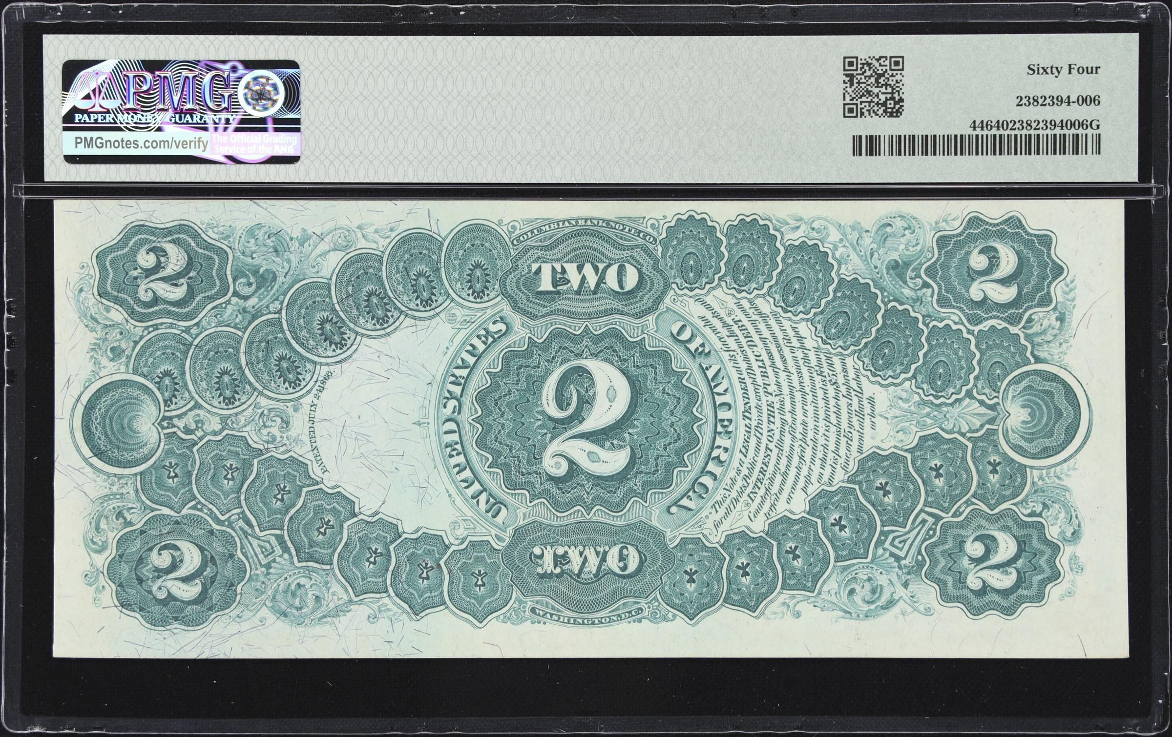 image for: Fr. 44. 1875 $2 Legal Tender Note. PMG Choice Uncirculated 64.