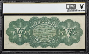 image for: Fr. 63. 1863 $5 Legal Tender Note. PCGS Banknote Choice Uncirculated 63 PPQ.