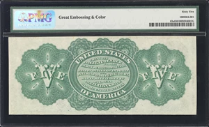 image for: Fr. 63a. 1863 $5 Legal Tender Note. PMG Gem Uncirculated 65.