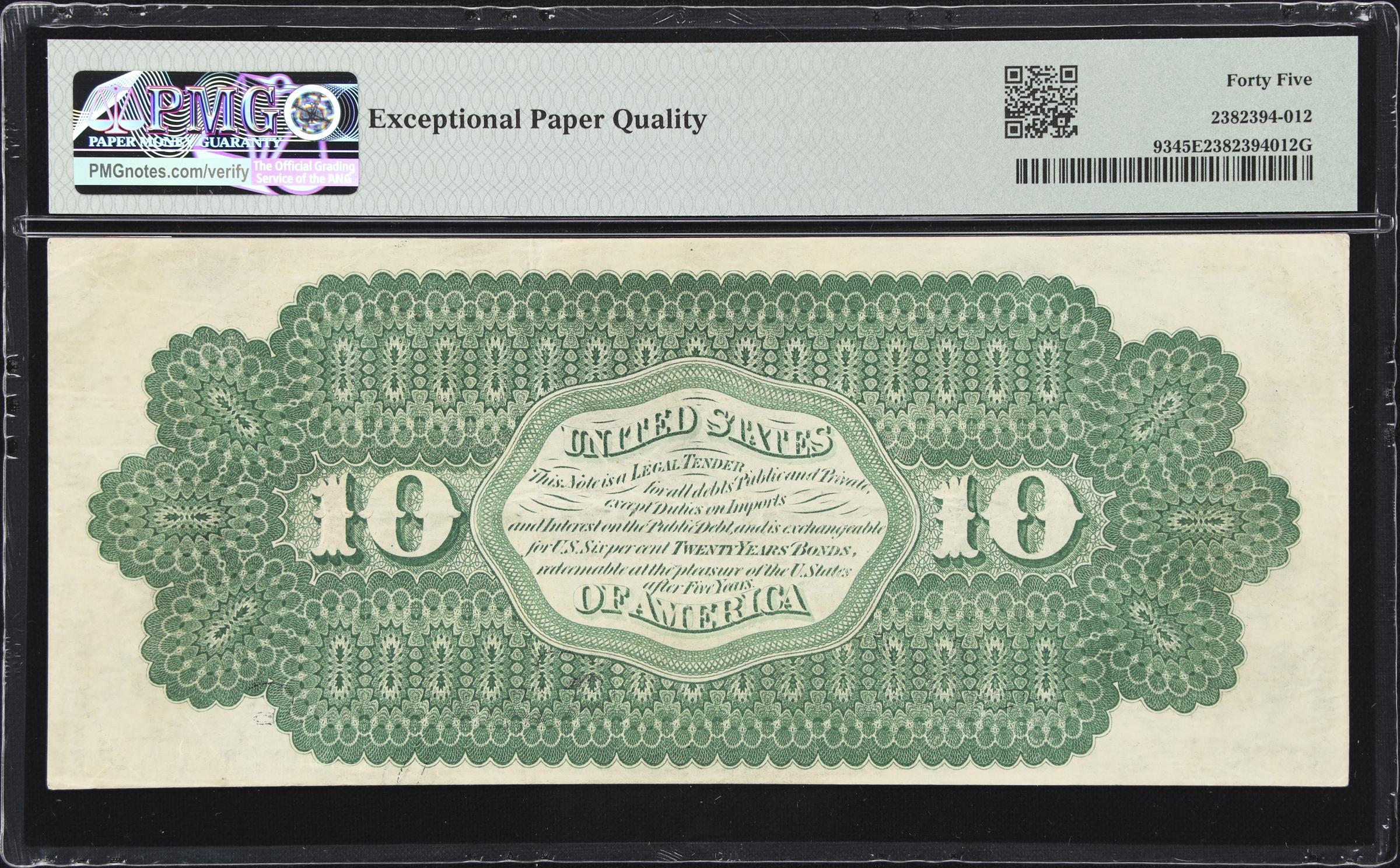 image for: Fr. 93. 1862 $10 Legal Tender Note. PMG Choice Extremely Fine 45 EPQ.