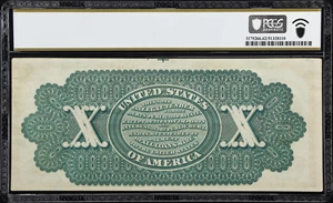 image for: Fr. 95b. 1863 $10 Legal Tender Note. PCGS Banknote Uncirculated 62.