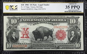 image for: Fr. 117. 1901 $10 Legal Tender Note. PCGS Banknote Choice Very Fine 35 PPQ.