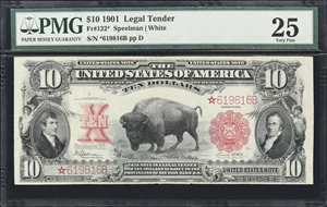 image for: Fr. 122*. 1901 $10 Legal Tender Star Note. PMG Very Fine 25.