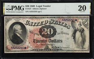 image for: Fr. 127. 1869 $20 Legal Tender Note. PMG Very Fine 20.