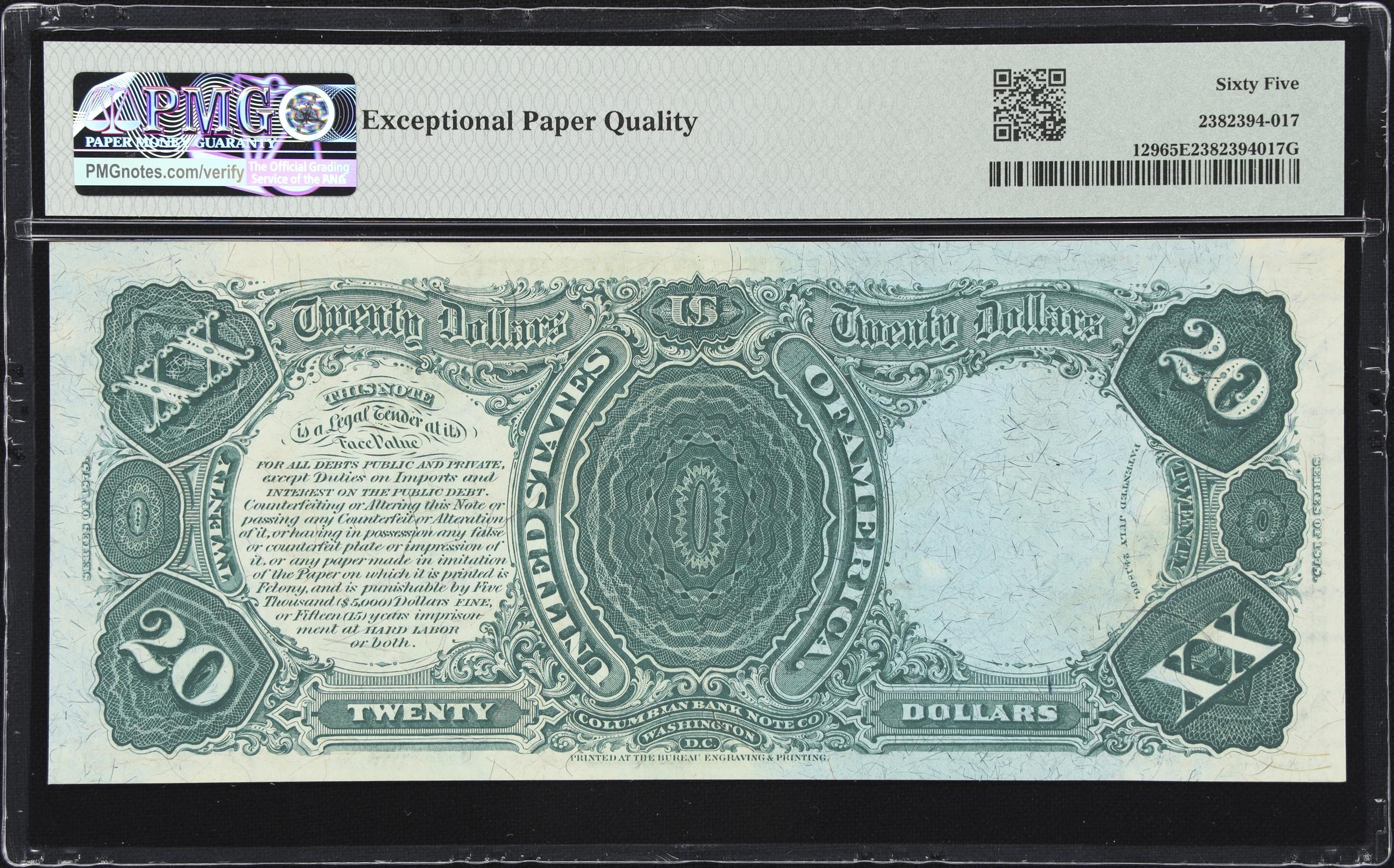 image for: Fr. 129. 1878 $20 Legal Tender Note. PMG Gem Uncirculated 65 EPQ.