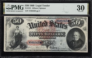 image for: Fr. 151. 1869 $50 Legal Tender Note. PMG Very Fine 30.
