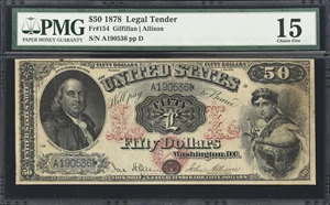 image for: Fr. 154. 1878 $50 Legal Tender Note. PMG Choice Fine 15.