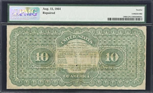 image for: Fr. 190b. 1864 $10 Compound Interest Treasury Note. PMG Fine 12 Net. Repaired.