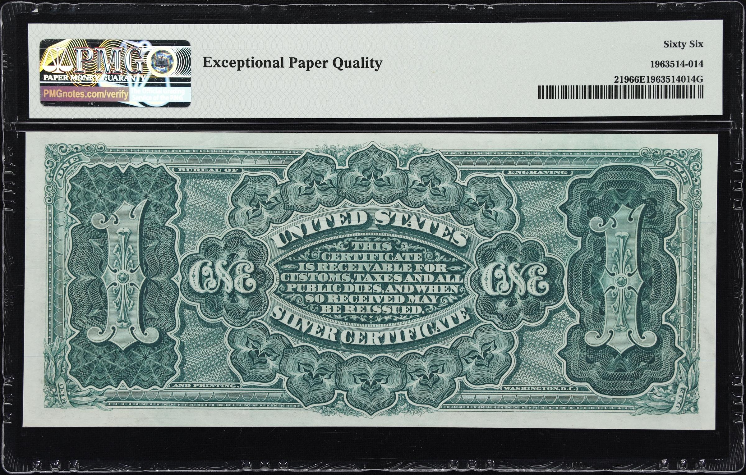 image for: Fr. 219. 1886 $1 Silver Certificate. PMG Gem Uncirculated 66 EPQ.