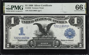 image for: Fr. 228. 1899 $1 Silver Certificate. PMG Gem Uncirculated 66 EPQ.
