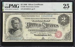 image for: Fr. 240. 1886 $2 Silver Certificate. PMG Very Fine 25.