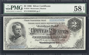 image for: Fr. 244. 1886 $2 Silver Certificate. PMG Choice About Uncirculated 58 EPQ.