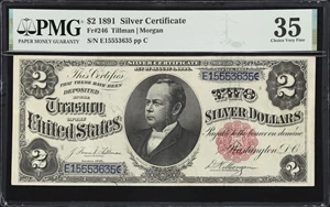 image for: Fr. 246. 1891 $2 Silver Certificate. PMG Choice Very Fine 35.