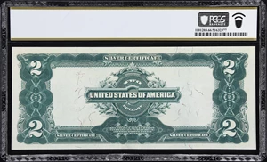 image for: Fr. 249. 1899 $2 Silver Certificate. PCGS Banknote Gem Uncirculated 66 PPQ.
