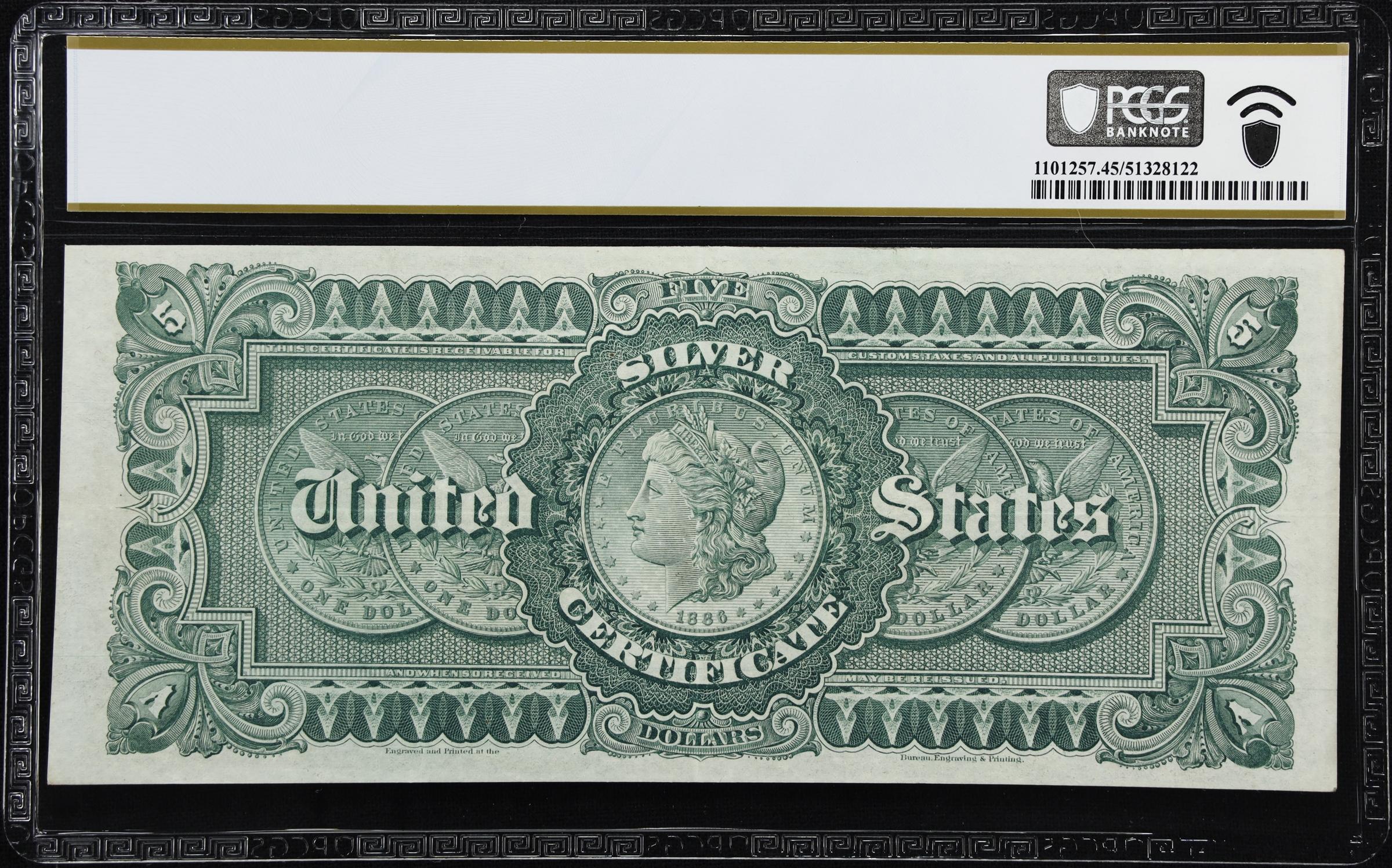 image for: Fr. 262. 1886 $5 Silver Certificate. PCGS Banknote Choice Extremely Fine 45.