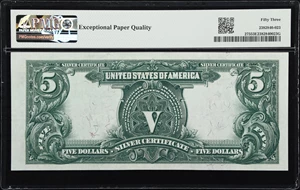 image for: Fr. 275. 1899 $5 Silver Certificate. PMG About Uncirculated 53 EPQ.
