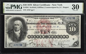 image for: Fr. 284. 1878 $10 Silver Certificate. PMG Very Fine 30.