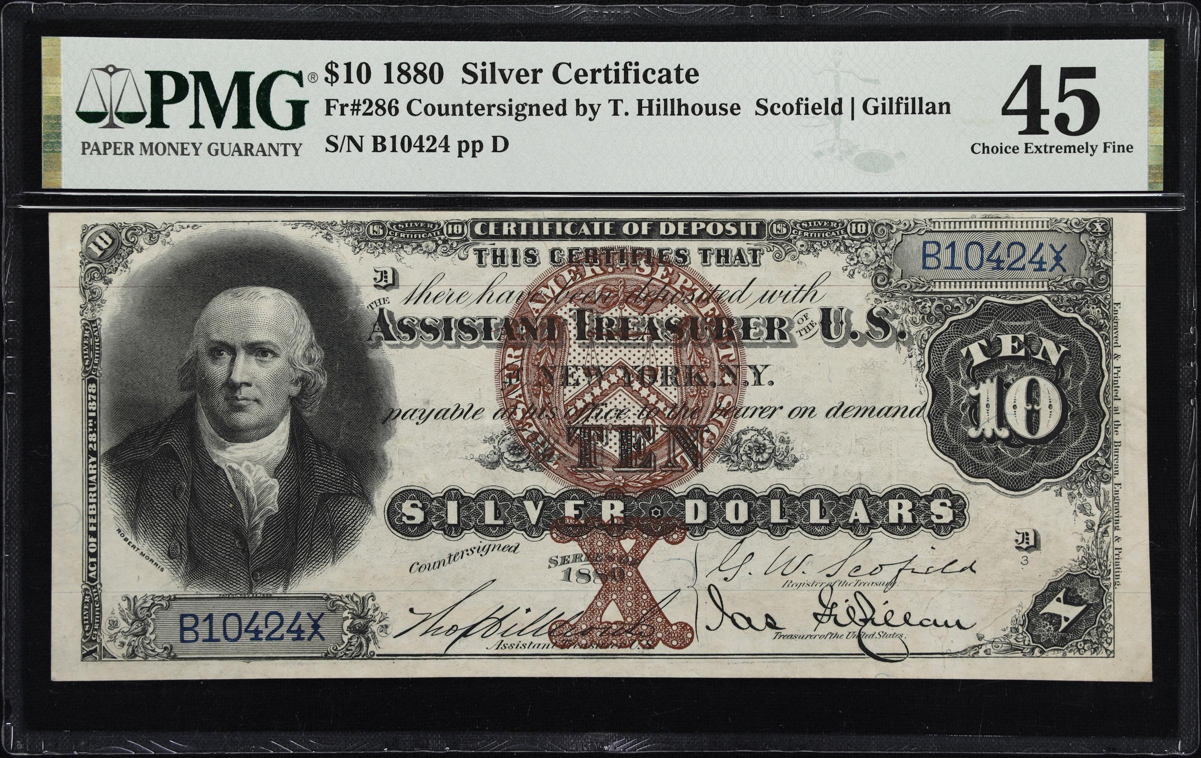 image for: Fr. 286. 1880 $10 Silver Certificate. PMG Choice Extremely Fine 45.