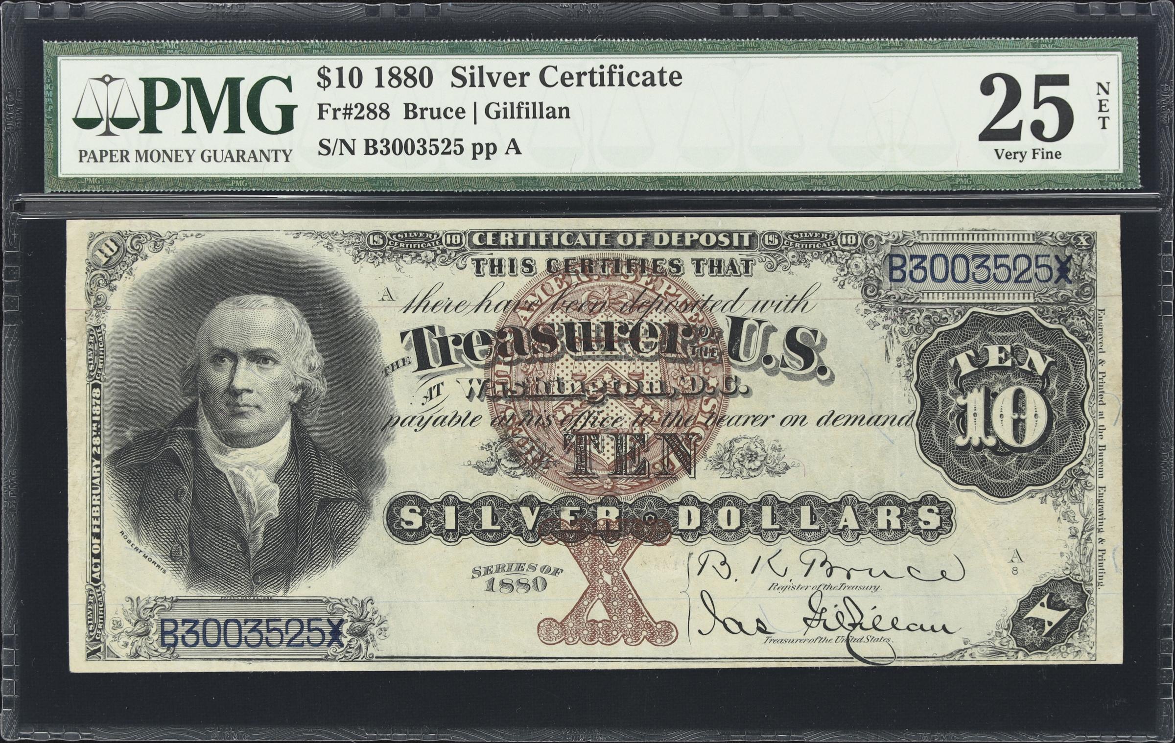 image for: Fr. 288. 1880 $10 Silver Certificate. PMG Very Fine 25 Net. Minor Restoration.