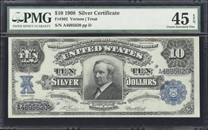 image for: Fr. 302. 1908 $10 Silver Certificate. PMG Choice Extremely Fine 45 EPQ.