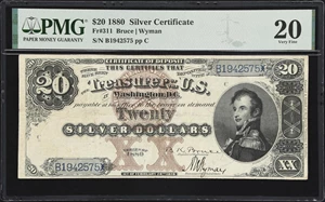 image for: Fr. 311. 1880 $20 Silver Certificate. PMG Very Fine 20.