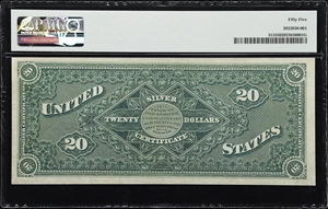 image for: Fr. 313. 1886 $20 Silver Certificate. PMG About Uncirculated 55. Low Serial Number.