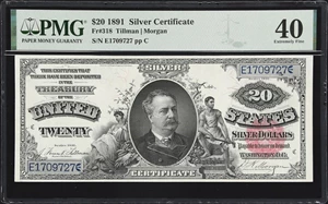 image for: Fr. 318. 1891 $20 Silver Certificate. PMG Extremely Fine 40.