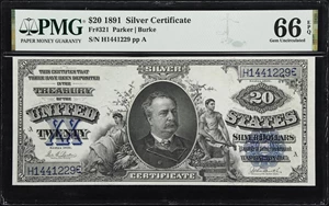 image for: Fr. 321. 1891 $20 Silver Certificate. PMG Gem Uncirculated 66 EPQ.