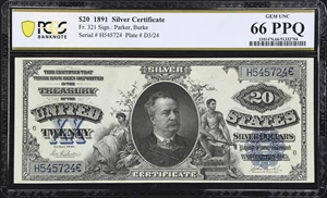 image for: Fr. 321. 1891 $20 Silver Certificate. PCGS Banknote Gem Uncirculated 66 PPQ.