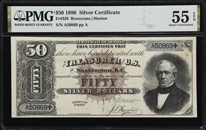 image for: Fr. 328. 1880 $50 Silver Certificate. PMG About Uncirculated 55 EPQ.