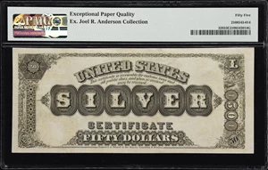 image for: Fr. 328. 1880 $50 Silver Certificate. PMG About Uncirculated 55 EPQ.