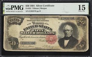 image for: Fr. 331. 1891 $50 Silver Certificate. PMG Choice Fine 15.