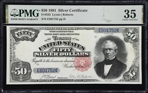 image for: Fr. 333. 1891 $50 Silver Certificate. PMG Choice Very Fine 35.