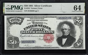 image for: Fr. 334. 1891 $50 Silver Certificate. PMG Choice Uncirculated 64.