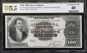 image for: Fr. 341. 1880 $100 Silver Certificate. PCGS Banknote Extremely Fine 40.