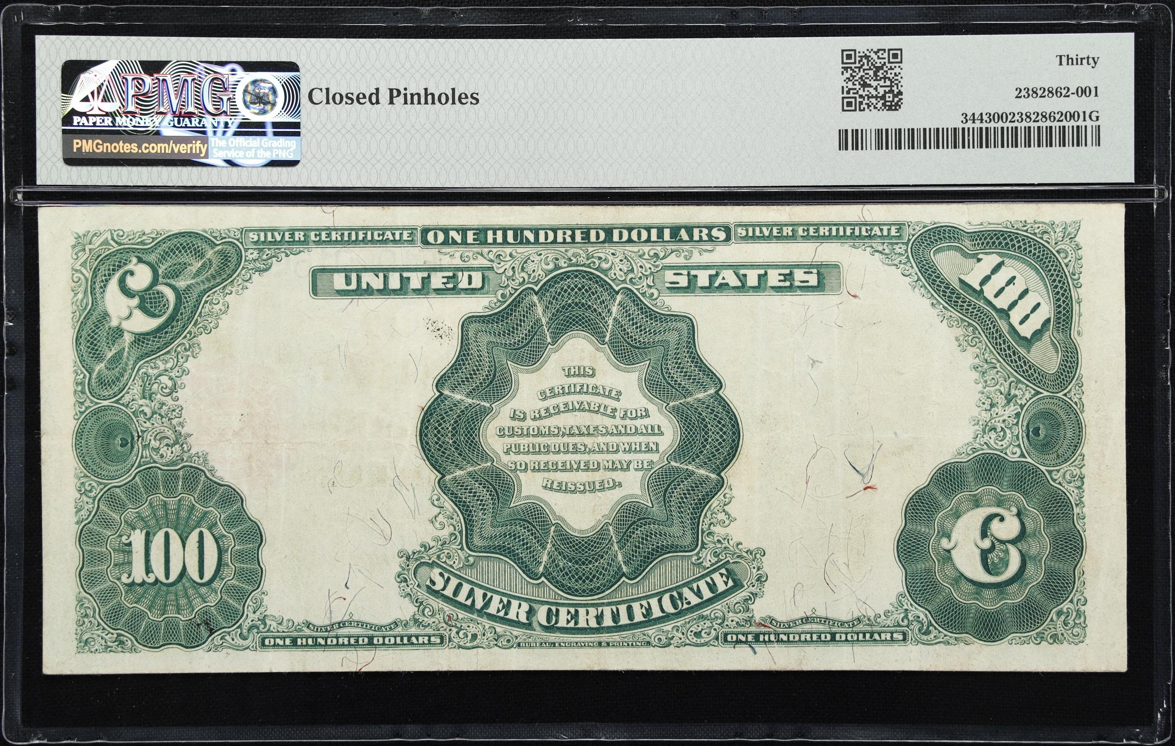 image for: Fr. 344. 1891 $100 Silver Certificate. PMG Very Fine 30.