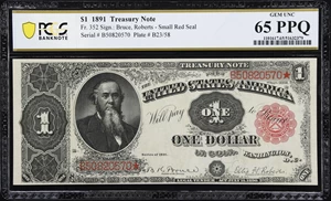 image for: Fr. 352. 1891 $1 Treasury Note. PCGS Banknote Gem Uncirculated 65 PPQ.