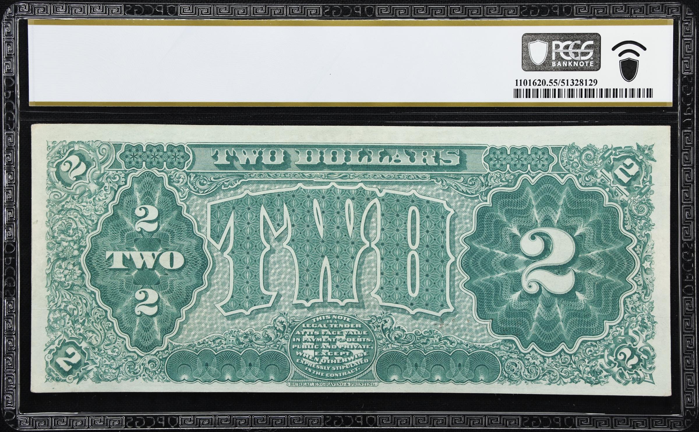 image for: Fr. 353. 1890 $2 Treasury Note. PCGS Banknote About Uncirculated 55 PPQ.