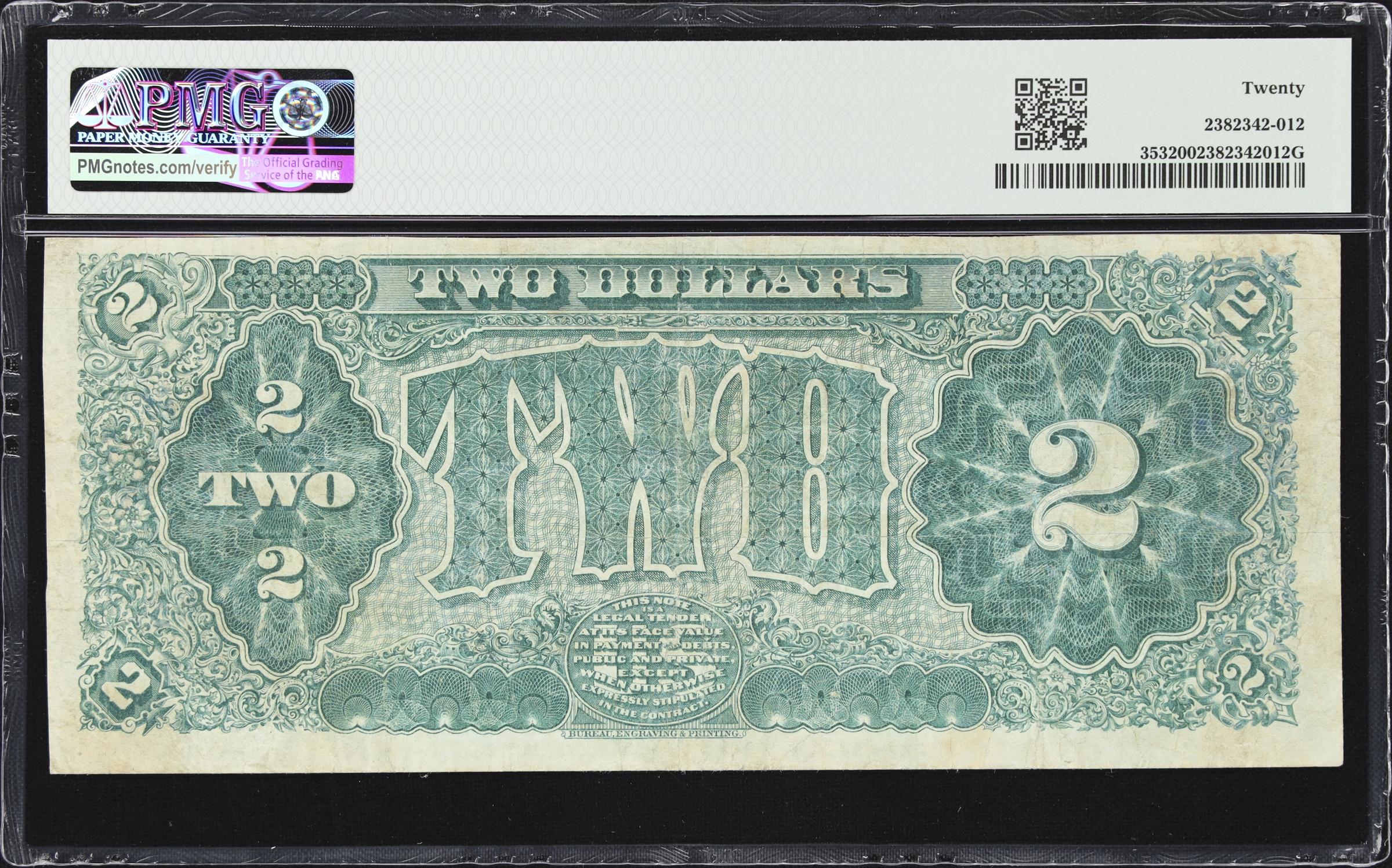 image for: Fr. 353. 1890 $2 Treasury Note. PMG Very Fine 20.
