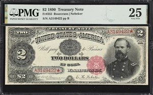 image for: Fr. 355. 1890 $2 Treasury Note. PMG Very Fine 25.