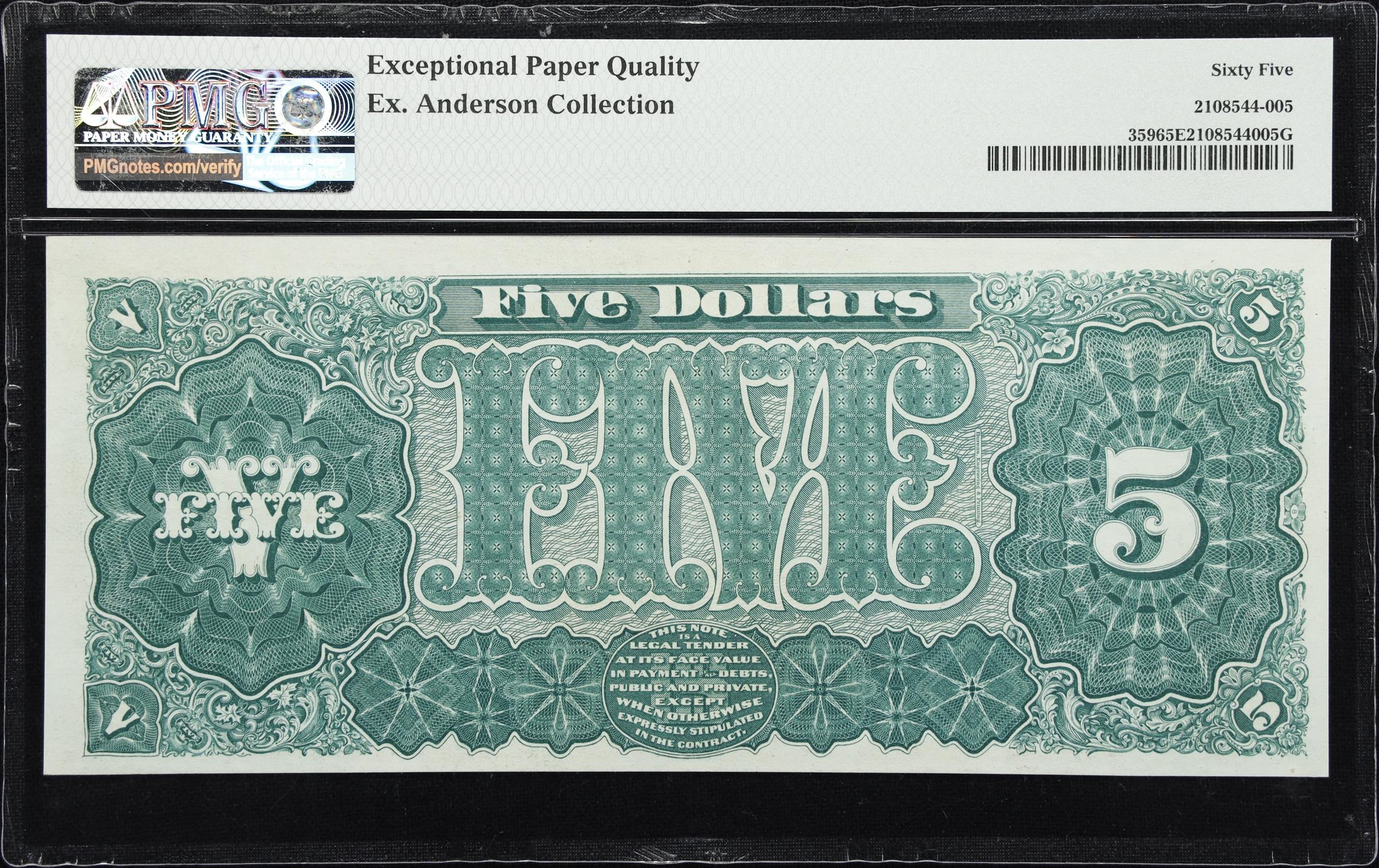 image for: Fr. 359. 1890 $5 Treasury Note. PMG Gem Uncirculated 65 EPQ.