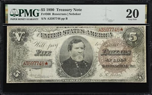 image for: Fr. 360. 1890 $5 Treasury Note. PMG Very Fine 20.