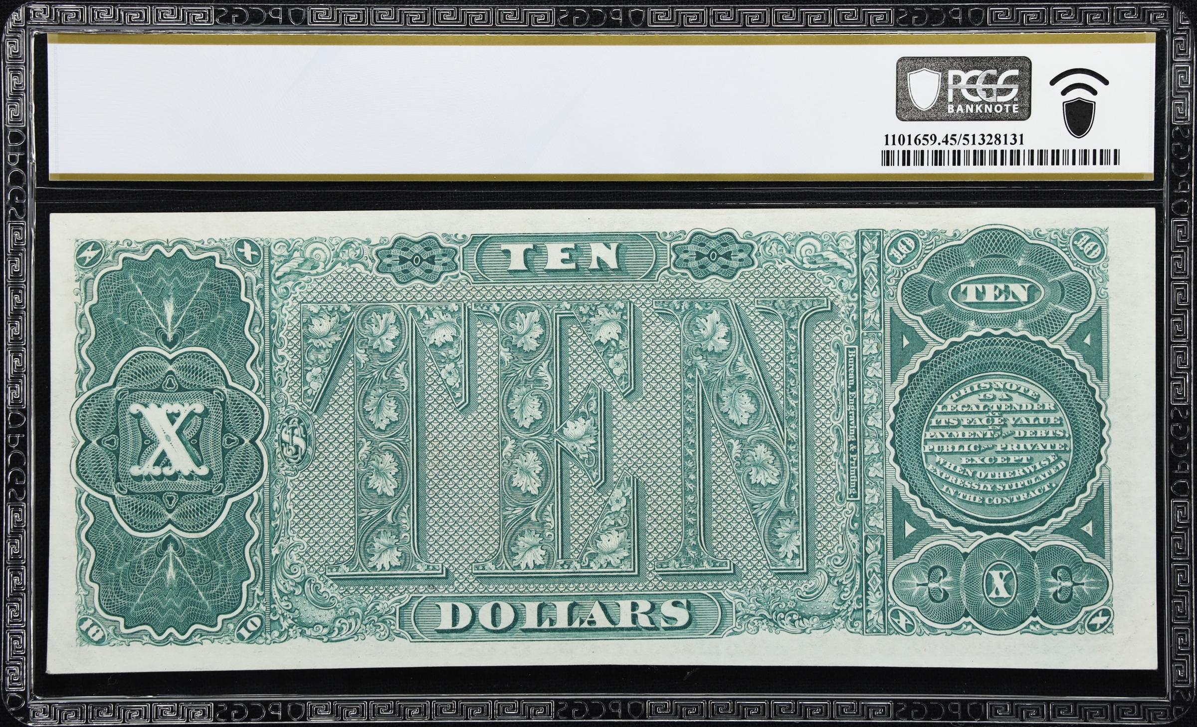 image for: Fr. 366. 1890 $10 Treasury Note. PCGS Banknote Choice Extremely Fine 45.