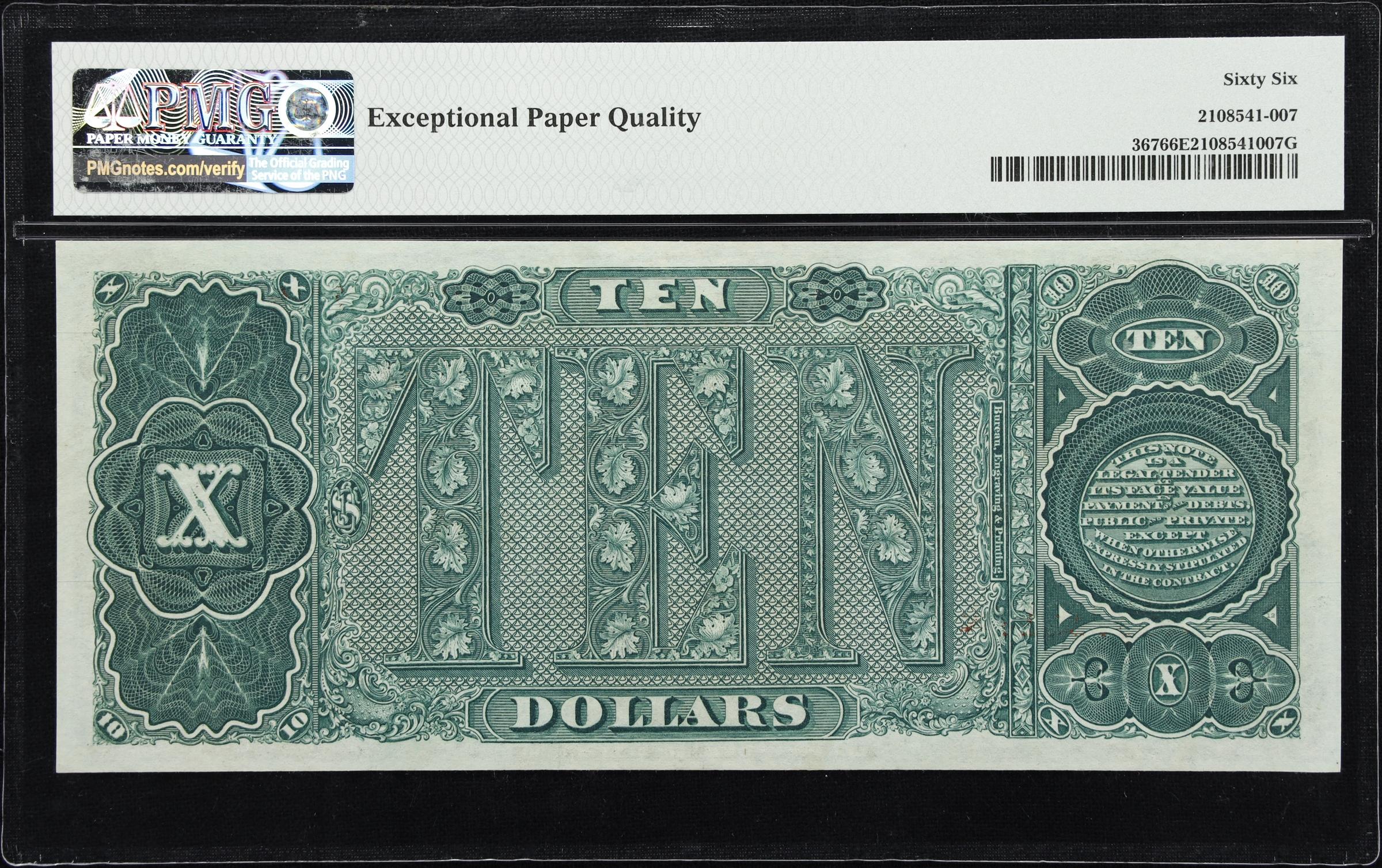 image for: Fr. 367. 1890 $10 Treasury Note. PMG Gem Uncirculated 66 EPQ.